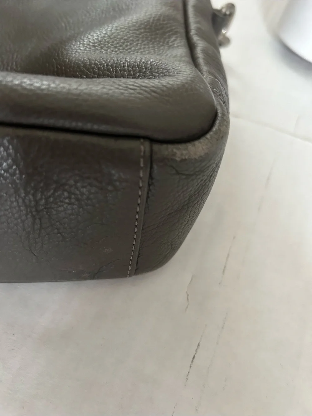 Coach Metropolitan Gray Leather Messenger Briefcase with Shoulder Strap